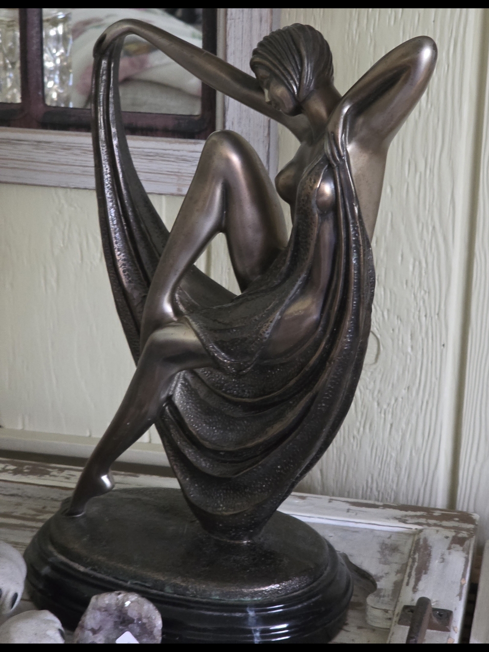 Bronze-Tone Draped Lady Sculpture - Home Art Decor